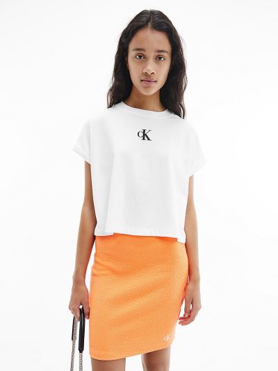 Calvin Klein Ruhák HU647725 | Calvin Klein Organic Cotton Logo Női Póló Világos Fehér